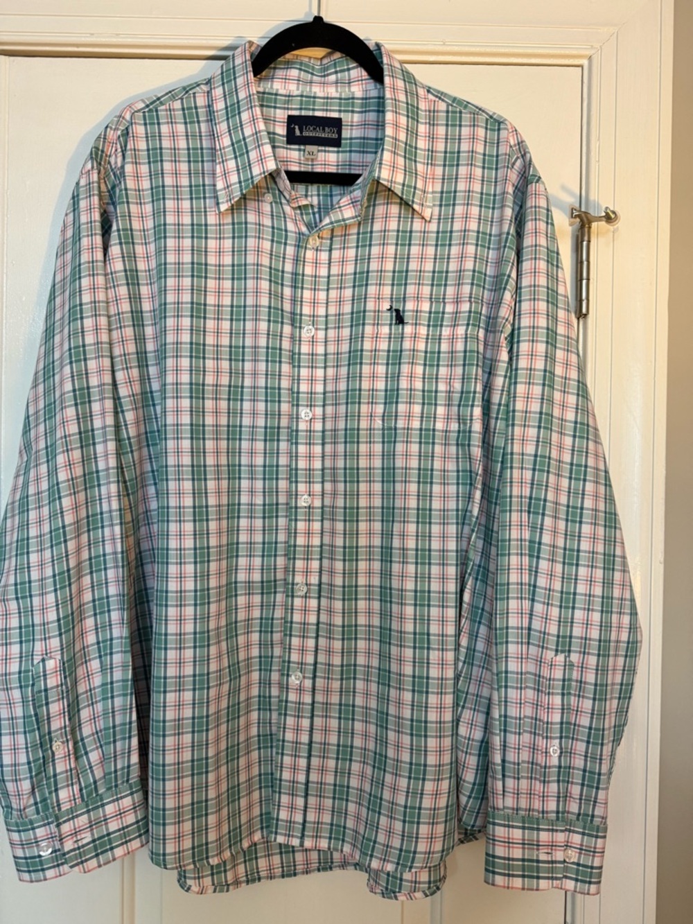 Classic Plaid Button-Down Shirt in Green & Pink